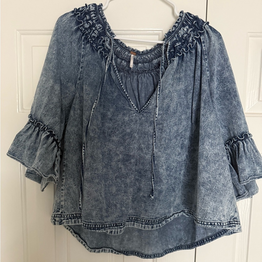 Free People Ainsley Acid Wash Top - Picture 6 of 7